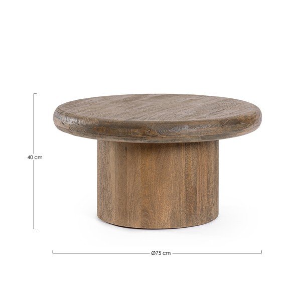 Tavolino da salotto rotondo colore naturale scuro in mango massiccio ø 75 cm Lopez – Bizzotto-image-3