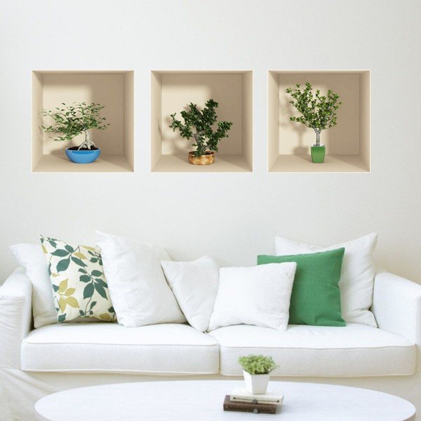 Set di 3 adesivi con effetto 3D Piccoli alberi - Ambiance