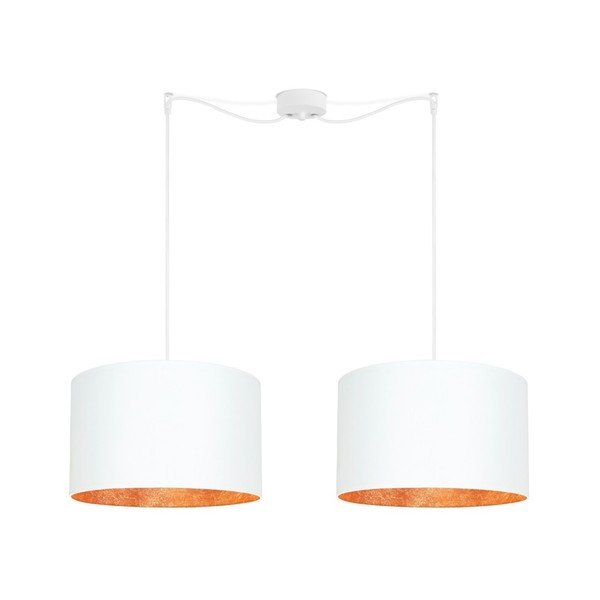 Apparecchio doppio da soffitto di colore bianco con interno color rame Mika - Sotto Luce