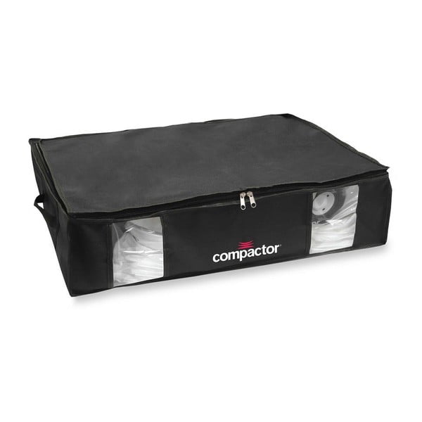 Set di 2 scatole portaoggetti nere con grande sacco a vuoto sotto il letto Black Edition - Compactor