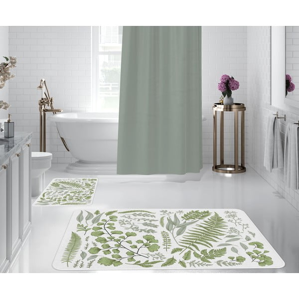 Tappetini da bagno bianco-verde in set di 2 pezzi - Oyo Concept-image-1