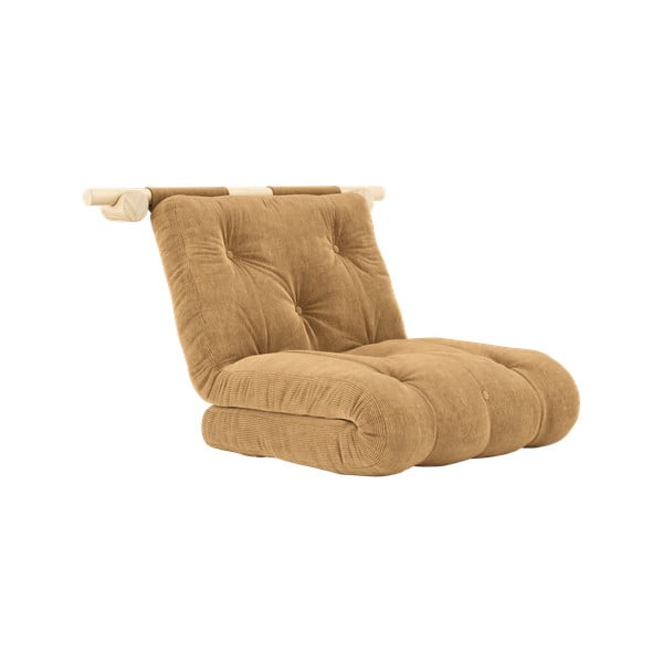 Poltrona marrone chiaro allungabile con rivestimento in velluto a coste Hooked – Karup Design