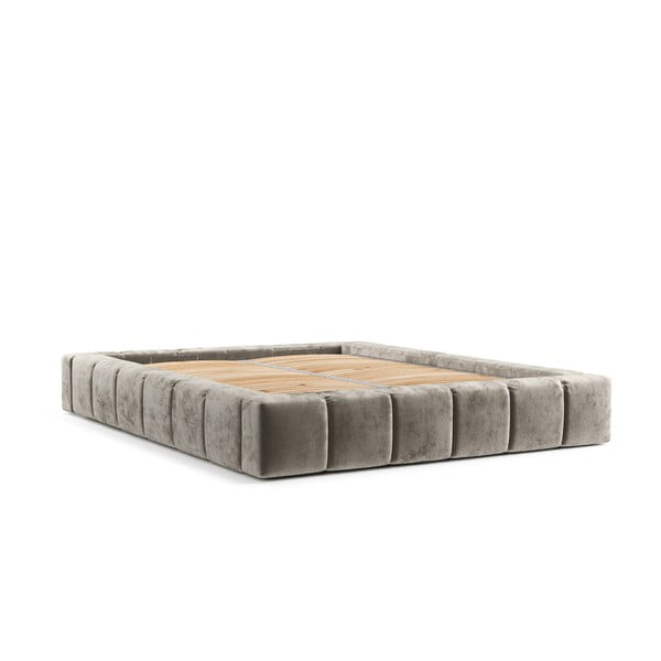 Letto matrimoniale imbottito beige con spazio contenitivo e rete 160x200 cm Aruba L - Maison de Rêve