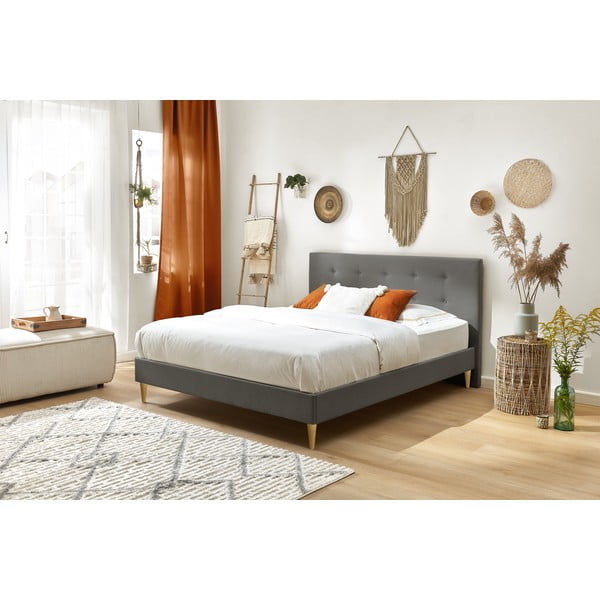 Letto matrimoniale imbottito antracite con griglia 180x200 cm Rory - Bobochic Paris-image-3