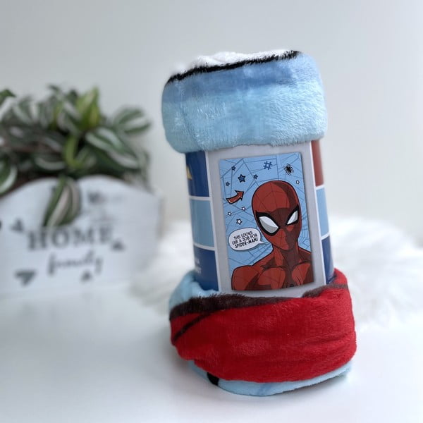 Coperta per bambini in microflanella rossa e blu 100x150 cm Spiderman - Jerry Fabrics-image-1