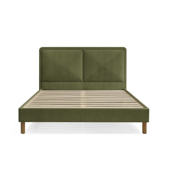 Letto matrimoniale imbottito verde imbottito con rete inclusa 140x190 cm Mara – Bobochic Paris
