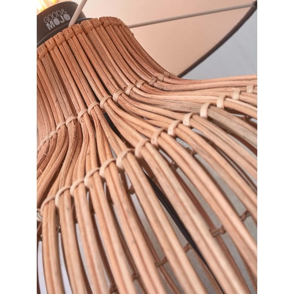 Lampada da tavolo con paralume in tessuto bianco e naturale (altezza 60 cm) Kalahari - Good&Mojo-image-3