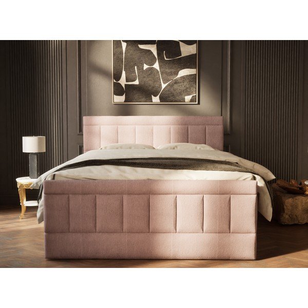 Letto boxspring viola con contenitore 200x200 cm Caya – Maison de Rêve-image-4