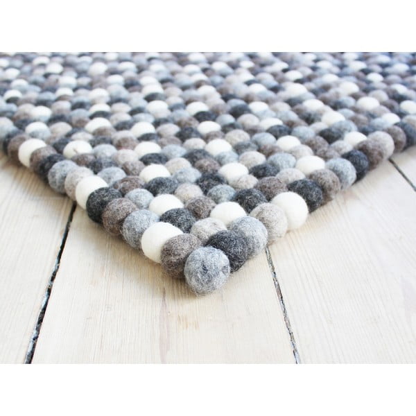 Tappeto di lana a palline bianche e grigie, 120 x 180 cm Ball Rugs - Wooldot