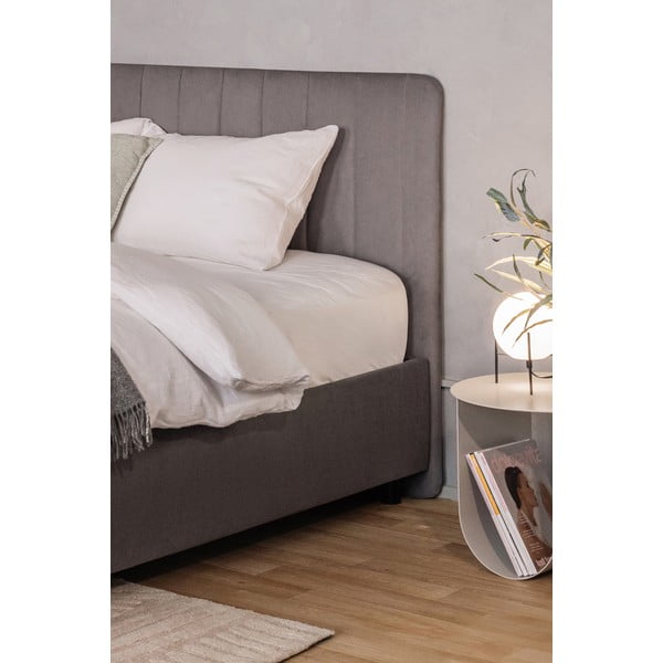 Letto matrimoniale imbottito grigio con contenitore con rete inclusa 160x200 cm Myra Slim Line – Bonami Selection-image-3