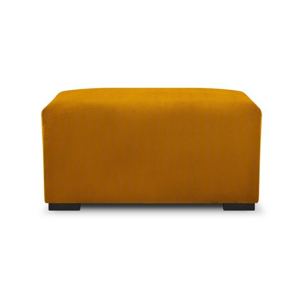 Pouf in velluto a coste giallo Hobart - Cosmopolitan Design-image-3