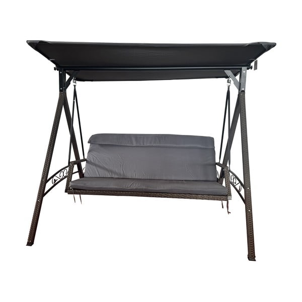 Dondolo da giardino grigio in rattan artificiale Rattan – Rojaplast