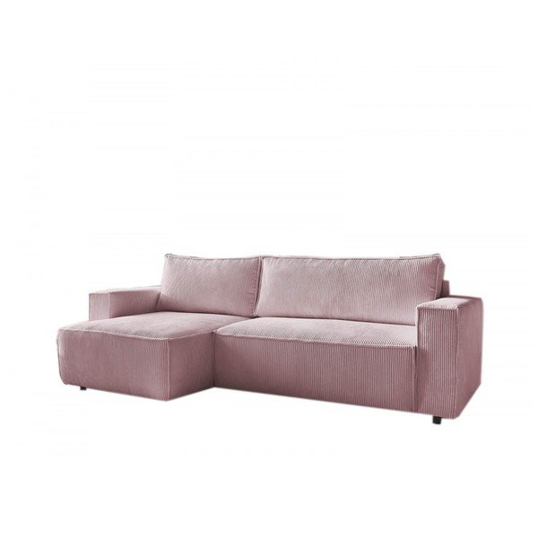 Divano letto a coste rosa ad angolo variabile Nihad - Bobochic Paris