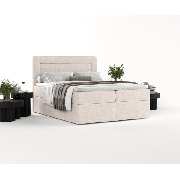 Letto boxspring beige con contenitore 160x200 cm Imagine - Maison de Rêve-image-2