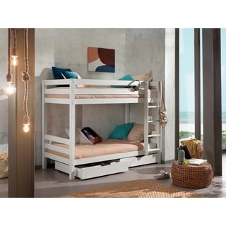 Letto a castello bianco in legno di pino con spazio di archiviazione PINO - Vipack