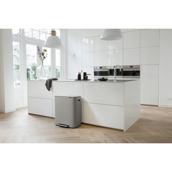 Bidone in acciaio grigio chiaro per raccolta differenziata 60 l Bo - Brabantia-image-1