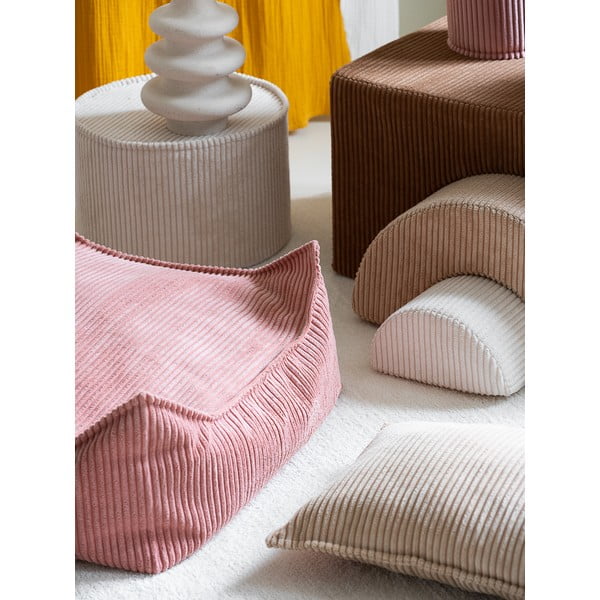 Pouf a sacco per bambini rosa con rivestimento in velluto a coste Square – Wigiwama-image-2