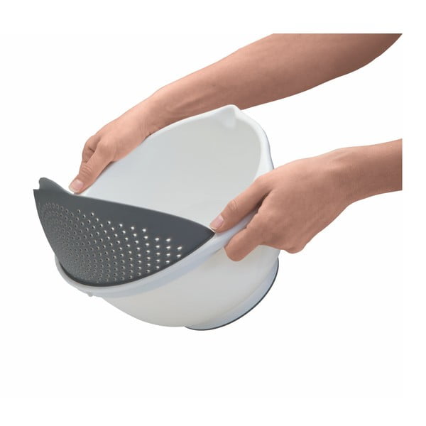 Ciotola bianca con colino 2in1 , Ø 28 cm - Metaltex-image-1