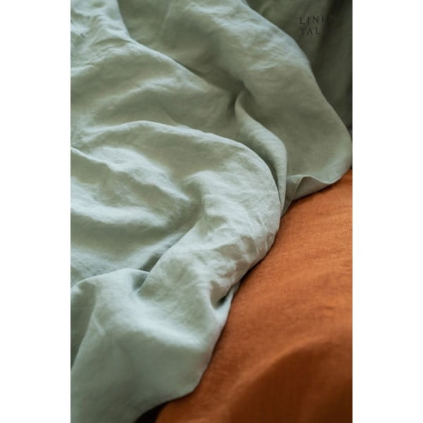 Federa di lino verde chiaro con bordo a righe , 50 x 60 cm Sage - Linen Tales-image-2