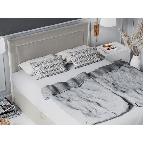 Letto boxspring beige con contenitore 200x200 cm Yucca - Mazzini Beds-image-4