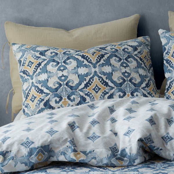 Biancheria da letto matrimoniale blu e crema 200x200 cm Inara Ikat - Pineapple Elephant-image-3