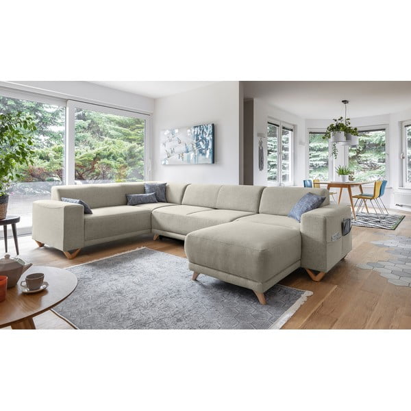 Divano angolare beige allungabile e con contenitore (penisola a sinistra/a U) Classy Sophie – Miuform-image-3