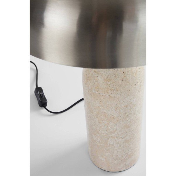 Lampada da tavolo argentata 
in travertino
 (altezza totale 46 cm) Ina – Jotex-image-4