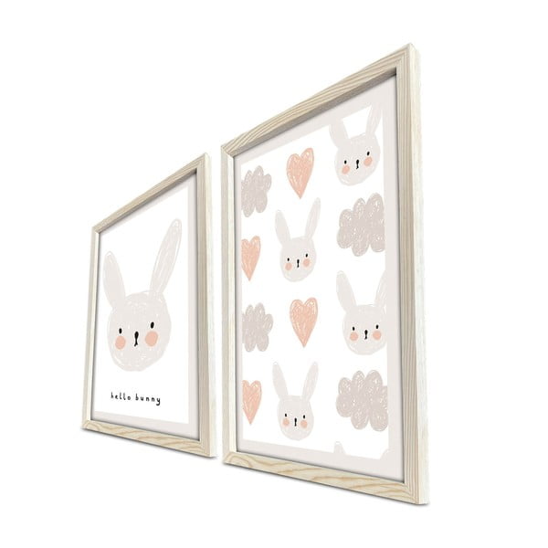 Quadri per bambini in set di 2 pezzi 38x53 cm Hello Bunny - Wallity-image-2