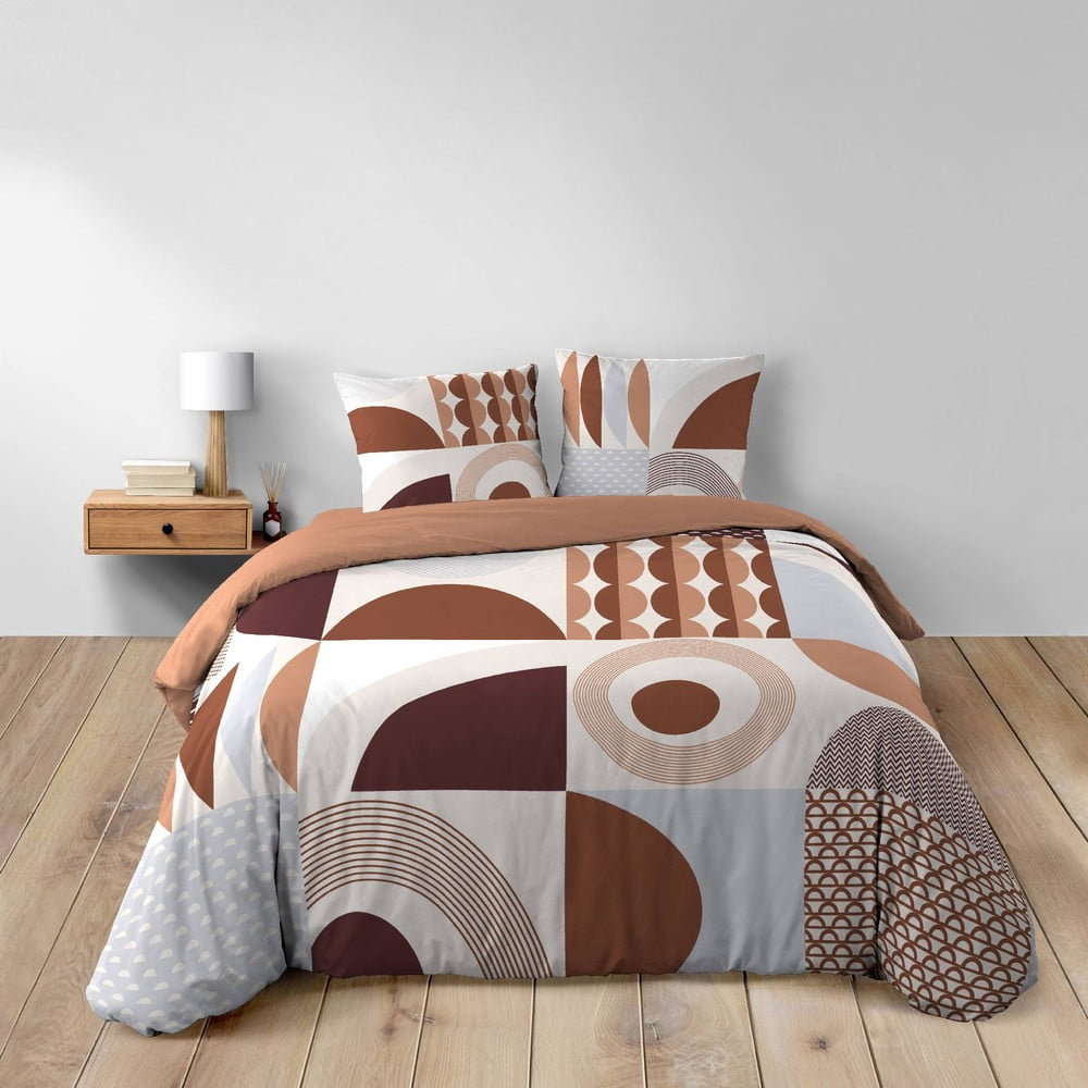 Set copripiumino e federa color terracotta in cotone per letto matrimoniale ed esteso 240x220 cm Gemma – douceur d'intérieur | Biancheria da letto
