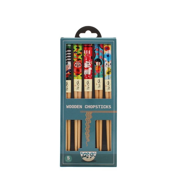 Bacchette in set di colore naturale in legno 5 pz Wagara – Rex London-image-3