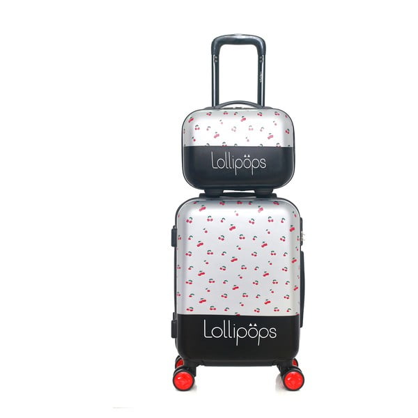 Set di valigie grigie su 4 ruote e custodia cosmetica Lollopops Holly - LOLLIPOPS