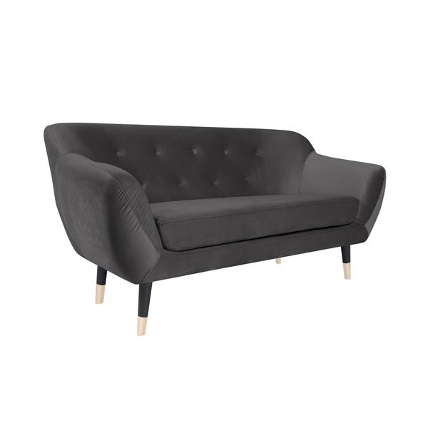 Divano grigio con gambe nere Amelie, 158 cm - Mazzini Sofas-image-2