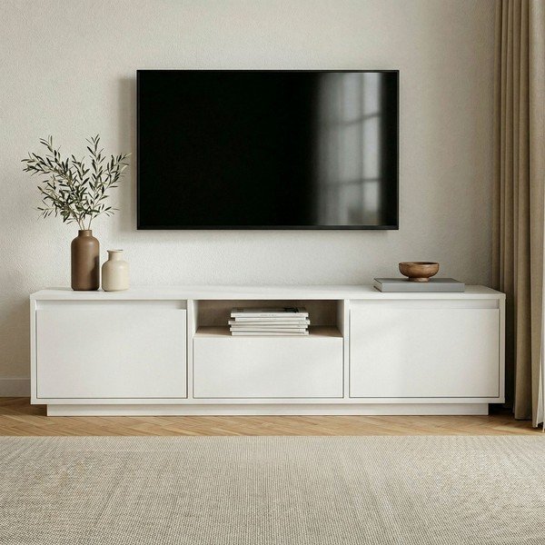 Mobile TV bianco 160x42x30 cm Sentinel – Kalune Design-image-2
