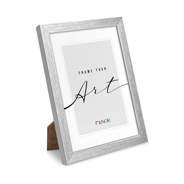 Cornice argentata verticale con sostegno/da appendere 20x26 cm – knor