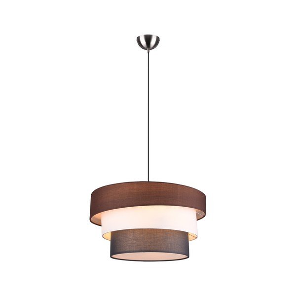 Lampadario grigio/marrone con paralume in tessuto ø 45 cm Ibis – Trio-image-2