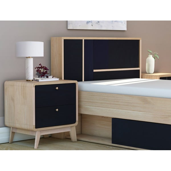 Comodino nero in rovere Cassie - Støraa-image-1