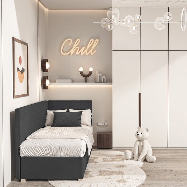 Letto da bambini con sponde blu scuro con contenitore con materasso incluso 90x200 cm Flexi – Ghado-image-1