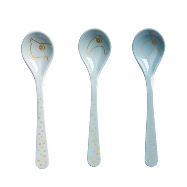 Sada 3 modrých lžiček Done by Deer Happy Dots