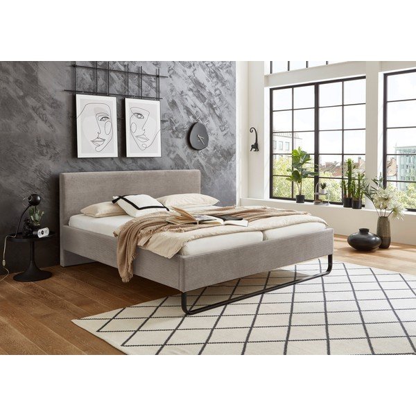 Letto matrimoniale imbottito grigio/marrone rete non inclusa 180x200 cm Swing – Meise Möbel-image-1