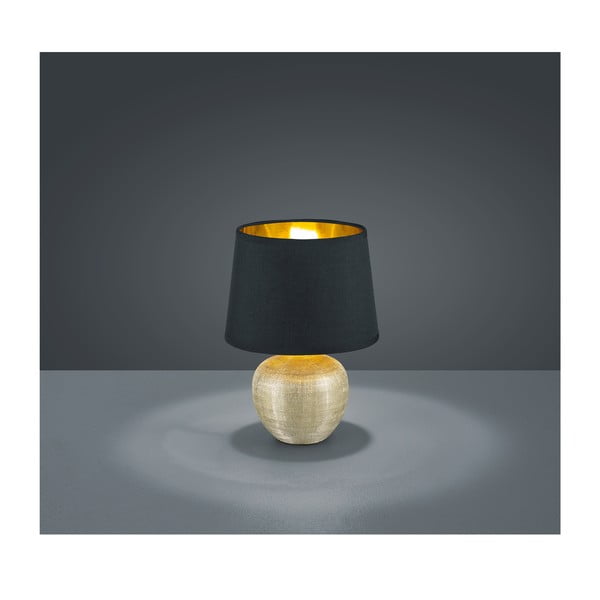 Lampada da tavolo in ceramica nera e tessuto, altezza 26 cm Luxor - Reality-image-1