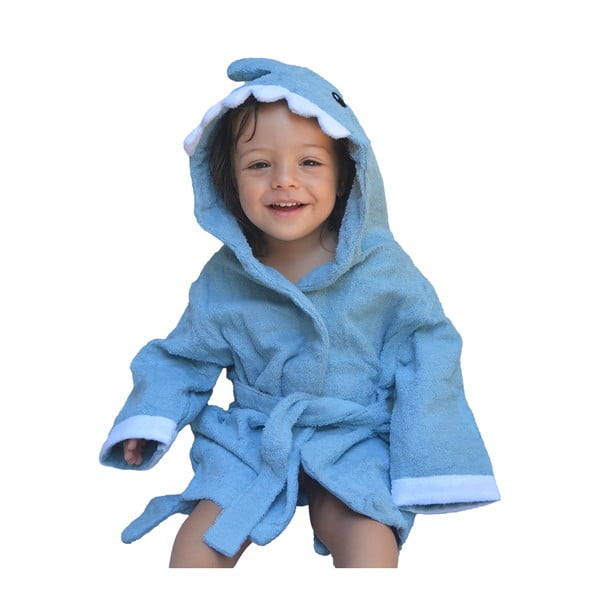 Accappatoio per neonato in cotone blu taglia L Shark - Rocket Baby