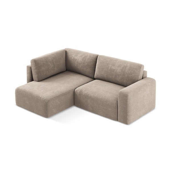 Divano angolare beige allungabile/con contenitore (con penisola a sinistra/a L) con rivestimento in ciniglia Kona – Makamii-image-3