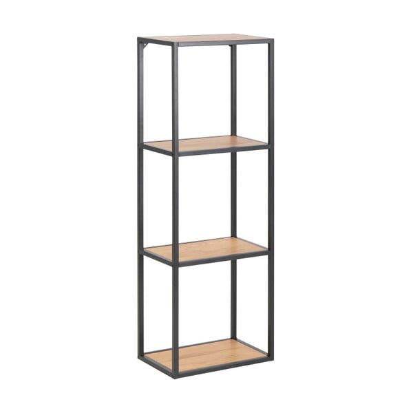 Libreria da parete nera-color legno naturale effetto rovere 37x108 cm Seaford - Actona-image-2