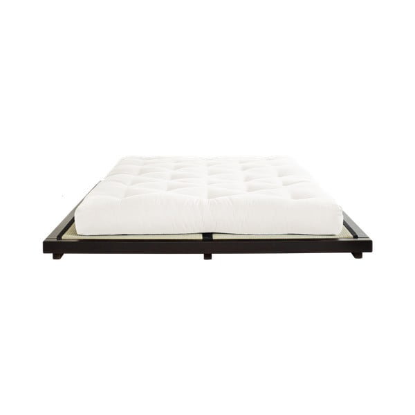 Letto matrimoniale in pino con materasso e tatami Dock Comfort Mat Nero/Naturale, 160 x 200 cm - Karup Design