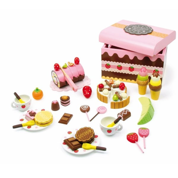 Scatola di legno piena di caramelle per giocare a Sweeties - Legler
