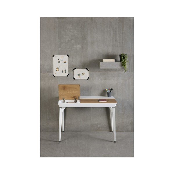Scrivania bianca con contenitore Cira - Marckeric-image-2