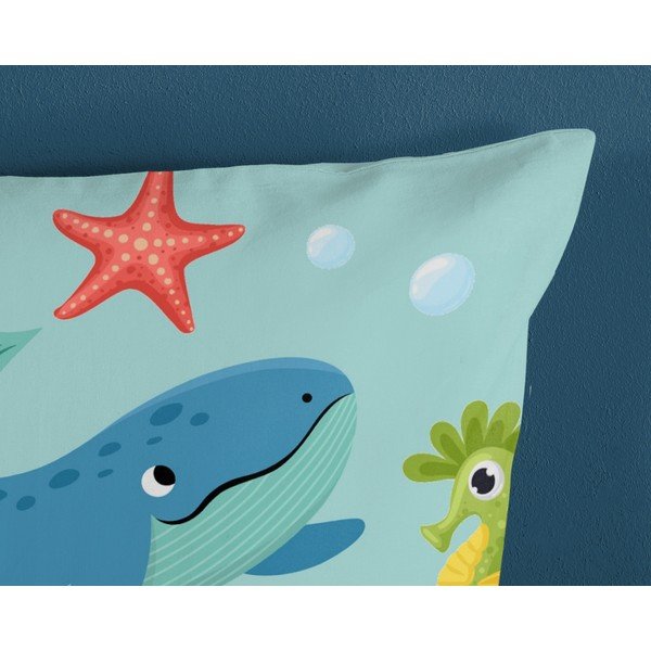Set copripiumino e federa da bambini blu in cotone per letto singolo 140x200 cm Ocean – Good Morning-image-3