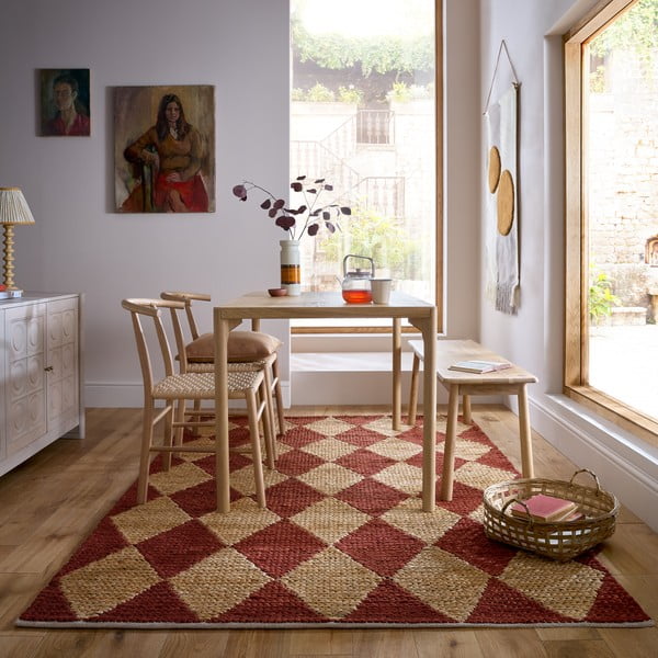Tappeto color terracotta in misto iuta tessuto a mano 120x170 cm Effie Diamond – Flair Rugs-image-1