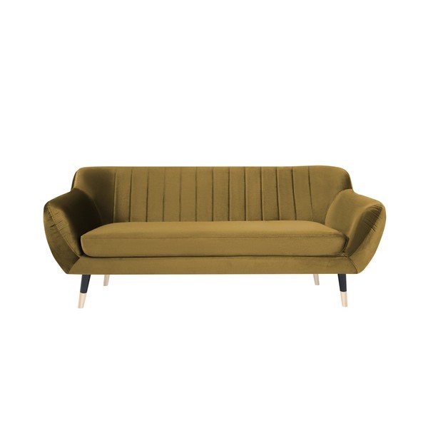 Divano giallo senape con gambe nere Benito, 188 cm - Mazzini Sofas