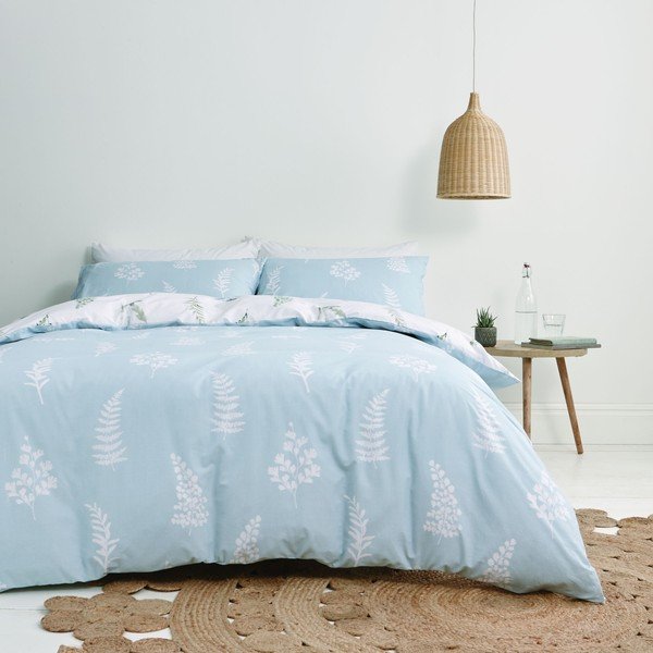 Biancheria da letto in cotone egiziano bianco e blu, 200 x 200 cm Meadow Flowers - Bianca-image-2